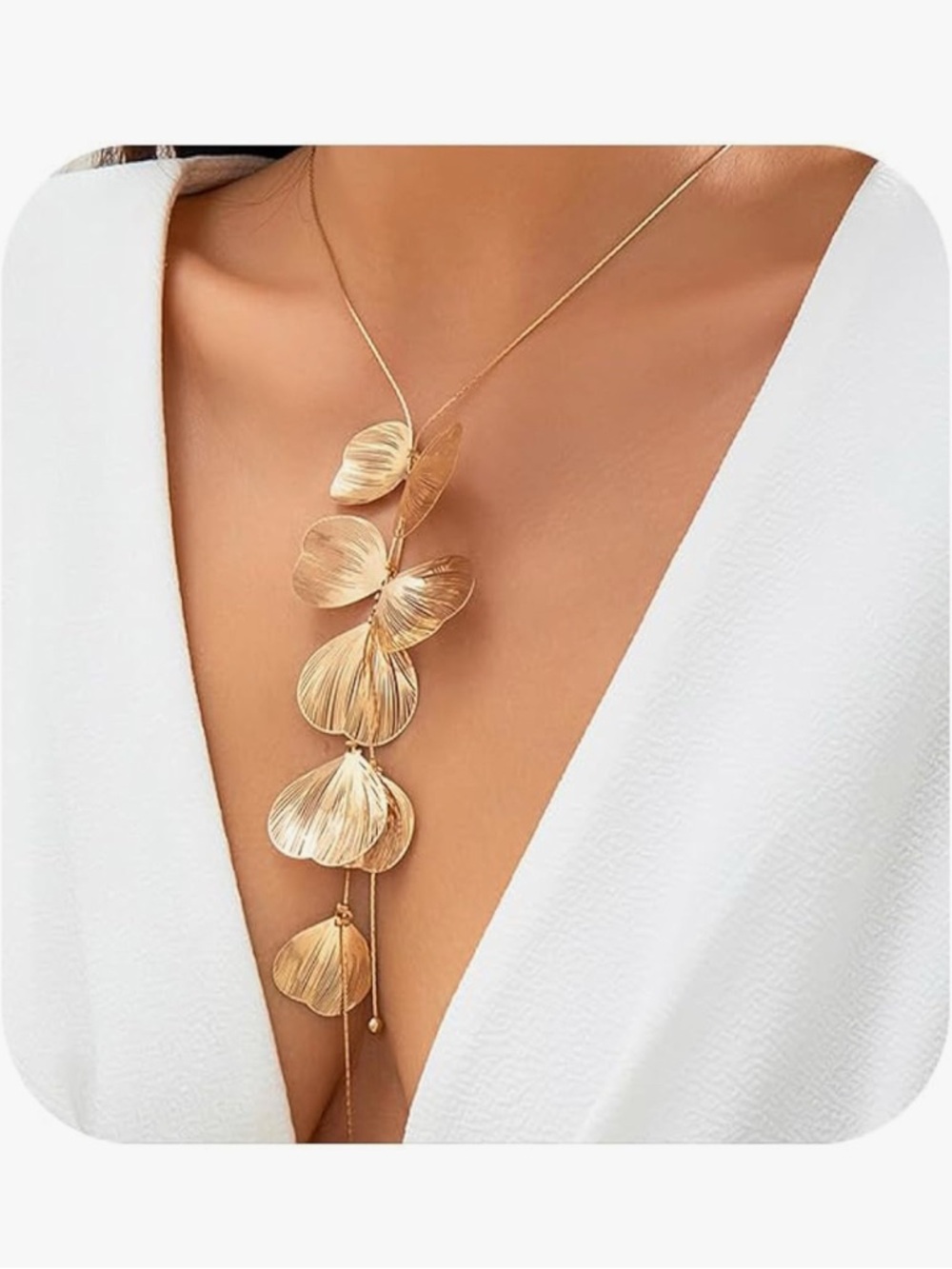 Brand new: gold leaf statement necklace